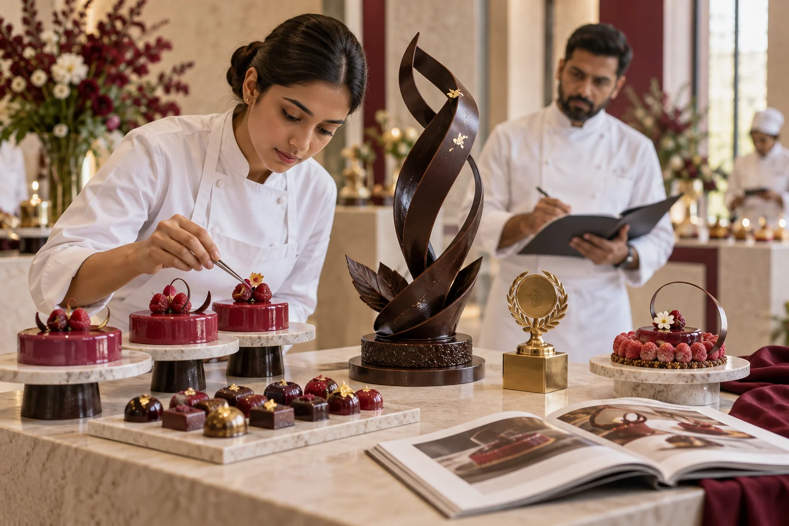 Chocolate showpiece, premium pastries, an award and culinary publication